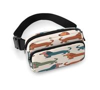 Grand sac banane avec sangle réglable, sac banane décontracté pour voyage, sport, course à pied, randonnée, Chiens Teckel mignons, 20x13cm, Sac à dos décontracté