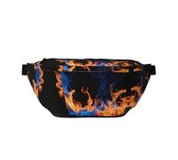 Grand sac banane de sport à imprimé flamme bleue pour homme et femme, sac banane pour voyage, entraînement