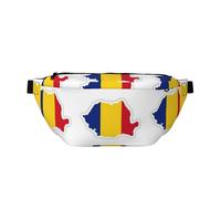Grand sac banane de sport en plein air avec imprimé carte du drapeau de la Roumanie pour homme et femme