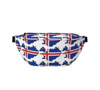 Grand sac banane de sport en plein air avec imprimé carte du drapeau de l'Islande pour homme et femme