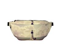 Grand sac banane de sport en plein air avec imprimé phare ancien pour homme et femme, sac banane de voyage