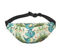 Grand sac banane de voyage en forme de petit dinosaure dans l'herbe verte pour garçon, adapté pour profiter du sport, de la course, du cyclisme, des voyages, de la pêche