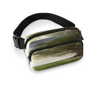 Grand sac banane décontracté avec sangle réglable, feuilles de menthe et citron pour voyage, sport, course à pied, randonnée, Arbre avec paysage de branche, 20x13cm, Sac à dos décontracté