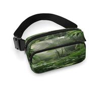 Grand sac banane décontracté avec sangle réglable, imprimé tigre tropical pour voyage, sport, course à pied, randonnée, Forêt tropicale., 20x13cm, Sac à dos décontracté