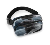 Grand sac banane décontracté avec sangle réglable - Motif forêt brumeuse - Pour voyage, sport, course à pied, randonnée, Chat assis sur une chaise, 20x13cm, Sac à dos décontracté