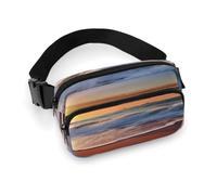 Grand sac banane décontracté avec sangle réglable pour voyage, sport, course à pied, randonnée, Coucher de soleil sur la côte du parc olympique, 20x13cm, Sac à dos décontracté