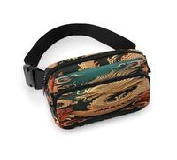 Grand sac banane décontracté avec sangle réglable pour voyage, sport, course à pied, randonnée, Dragon Chinois Fond, 20x13cm, Sac à dos décontracté