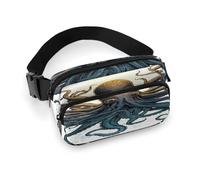 Grand sac banane décontracté avec sangle réglable pour voyage, sport, course à pied, randonnée, Océan Soleil Octopus, 20x13cm, Sac à dos décontracté