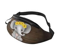 Grand sac banane éléphant en bois pour homme et femme, sac banane avec prise casque et poches zippées, ceinture réglable pour le sport, la course, la randonnée, le camping, l'entraînement, le cyclisme