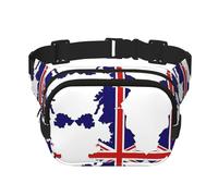 Grand sac banane en nylon avec imprimé carte du drapeau britannique pour femme Noir, noir, One Size