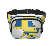 Grand sac banane en nylon avec imprimé drapeau de l'Ukraine Map02 pour femme Noir, noir, One Size