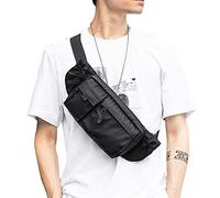 Grand sac banane imperméable noir pour homme et femme avec sangle réglable - Sac banane léger de qualité supérieure pour gym, fitness, entraînement, voyage, travail, sac banane noir, Large