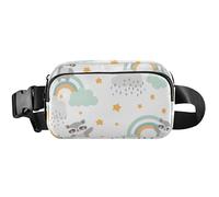 Grand sac banane imperméable pour femme avec motif raton laveur arc-en-ciel blanc, 20,3 x 13,5 x 5,8 cm, drôle mignon, raton laveur arc-en-ciel blanc, 20,3 x 5,3 x 5,8 cm, Raccoon Rainbow White, 8 x