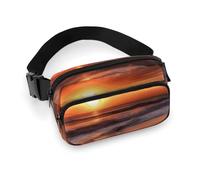 Grand sac banane imprimé lever de soleil pour homme et femme, grand sac de poitrine avec sangle réglable pour l'extérieur, l'entraînement, les voyages, la course décontractée, le lever du soleil sur
