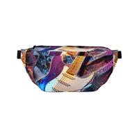 Grand sac banane moderne rétro du milieu du siècle avec imprimé en forme de goutte avec sangle réglable pour la randonnée, les voyages, le fitness et le transport quotidien, Magic Electric Guitar