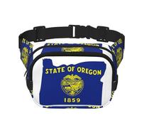 Grand sac banane noir avec imprimé carte de l'État de l'Oregon pour femme - Sac banane en nylon tendance, noir, One Size