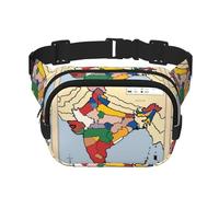 Grand sac banane noir avec imprimé carte du territoire du Sultanat de Delhi pour femme en nylon tendance, noir, One Size