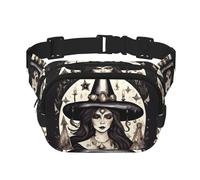 Grand sac banane pour femme avec imprimé magique, sorcellerie, style bohème, noir, One Size