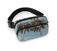 Grand sac banane pour homme et femme avec sangle réglable pour voyage, sport, randonnée, palmiers tropicaux, 20 x 13 cm, grands palmiers tropicaux, Grands palmiers tropicaux, 20x13cm, Sac banane
