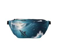 Grand sac banane pour homme et femme - Bleu glacier océan mignon dauphin A sac de voyage tendance pour femme Sac banane pour femme Sac banane pour homme et femme Bandoulière réglable