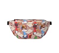 Grand sac banane pour homme et femme - Gnomes, livres, tasses à thé, sacs de voyage pour femme, sac banane pour femme et homme avec sangle réglable