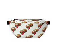 Grand sac banane pour homme et femme - Imprimé dessin animé Hot Dog - Sac de voyage amusant pour femme - Sac de ceinture pour homme et femme avec sangle réglable
