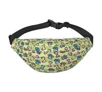 Grand sac banane pour homme et femme, motif renard, oiseau et fleur, sac banane pour entraînement, randonnée, course à pied, voyage, Jolies pattes et os de chien en forme d'os, Taille unique, Sacs