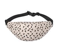Grand sac banane pour homme et femme, motif renard, oiseau et fleur, sac banane pour entraînement, randonnée, course à pied, voyage, Teckel pour chien, os et pattes imprimées, teckel, os et empreintes