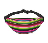 Grand sac banane pour homme et femme, motif renard, oiseau et fleur, sac banane pour entraînement, randonnée, course à pied, voyage, Rayures mexicaines colorées, Taille unique, Sacs banane