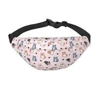 Grand sac banane pour homme et femme, motif renard, oiseau et fleur, sac banane pour entraînement, randonnée, course à pied, voyage, Adorable bouledogue et cœur sur roseBulldog mignon et cœur sur
