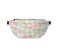 Grand sac banane pour homme et femme - Sac à bandoulière de voyage coloré avec imprimé de cachet de poste pour femme, sac banane pour femme avec sangle réglable