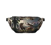Grand sac banane pour homme et femme - Sac à bandoulière de voyage motif dinosaure Forest Park pour femme, sac banane pour femme et homme avec sangle réglable