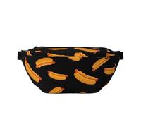 Grand sac banane pour homme et femme - Sac à bandoulière de voyage tendance avec imprimé Hot Dog de dessin animé pour femme, sac banane pour femme avec sangle réglable