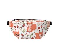 Grand sac banane pour homme et femme - Sac à bandoulière de voyage tendance avec motif écureuil mignon et cône de pin pour femme - Sac banane pour femme avec sangle réglable