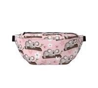 Grand sac banane pour homme et femme - Sac à bandoulière de voyage tendance en forme de cœur Koala Daisy rose pour femme, sac banane pour femme avec sangle réglable