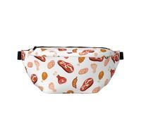 Grand sac banane pour homme et femme - Sac à bandoulière tendance avec imprimé steak Hot Dog jambe de poulet pour femme, sac banane pour femme avec sangle réglable