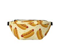 Grand sac banane pour homme et femme - Sac de voyage tendance avec imprimé Hot Dog de dessin animé pour femme, sac banane pour femme avec sangle réglable