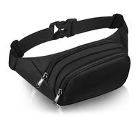 Grand Sac Banane Syican pour Homme et Femme avec 3 Poches zippées, Cadeau pour Le Sport, Les Voyages, l'entraînement, Les Loisirs, Les Mains Libres, Convient pour iPad Maximum de 7,9", Noir, G