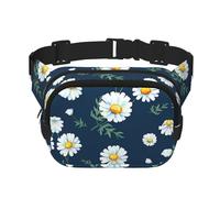 Grand sac banane tendance à motif marguerite pour femme, noir, One Size