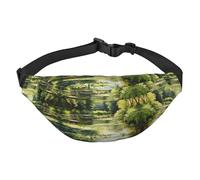Grand sac banane tendance aux nénuphars dans l'étang, sac banane de voyage décontracté pour garçons, adapté pour le sport, la course, le cyclisme, les voyages, la pêche