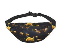 Grand sac banane tendance avec de belles roses jaunes, convient pour le sport, la course, le cyclisme, les voyages, la pêche