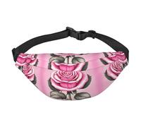 Grand sac banane tendance avec de belles roses roses, idéal pour le sport, la course à pied, le cyclisme, les voyages, la pêche