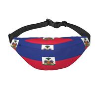 Grand sac banane tendance avec drapeau haïtien, sac banane de voyage décontracté pour garçons, adapté pour le sport, la course, le cyclisme, les voyages, la pêche