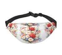 Grand sac banane tendance avec drapeaux et fleurs, idéal pour le sport, la course, le cyclisme, les voyages, la pêche