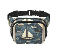 Grand sac banane tendance avec imprimé carte nautique pour femme, noir, One Size