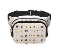 Grand sac banane tendance avec imprimé de race de chien pour femme, noir, One Size