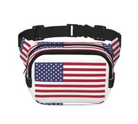 Grand sac banane tendance avec imprimé drapeau américain pour femme, noir, One Size