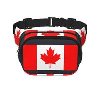 Grand sac banane tendance avec imprimé drapeau canadien pour femme, noir, One Size