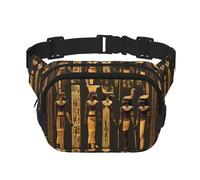 Grand sac banane tendance avec imprimé hiéroglyphe égyptien antique pour femme, noir, One Size
