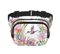 Grand sac banane tendance avec imprimé jardin avec oiseaux et fleurs pour femme, noir, One Size